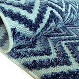 Outdoor Rug Plastic Large XL Small Navy Blue Zig Zag Mat for Garden Patios Decking Gazebo
