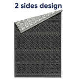 Indoor Outdoor Reversible Rug Black and White Cream Aztec Geometric Pattern Large Patio Garden Mats