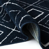 Modern Rug Navy Blue White Soft Microfiber Check Mats Large Living Room Carpet