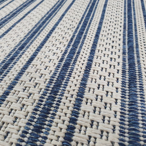 Cream Blue Rug 100% Cotton Rugs Navy Striped Pattern Flat Weave Washable Carpet Mat Small Extra Large Runner