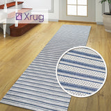 Cream Blue Rug 100% Cotton Rugs Navy Striped Pattern Flat Weave Washable Carpet Mat Small Extra Large Runner