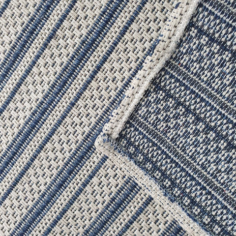Cream Blue Rug 100% Cotton Rugs Navy Striped Pattern Flat Weave Washable Carpet Mat Small Extra Large Runner