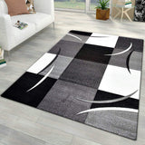 Modern Rugs for Living Room Grey Black White Carpet Mat Check Design Small Large