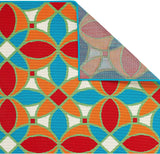 Outdoor Rug Moroccan Trellis Orange Blue Red Mat Large Small XL for Decking Patio Garden Multi Colour Flatweave Carpet