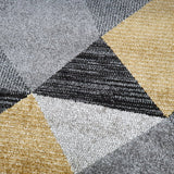 Modern Rugs Black Grey Yellow Gold Multi Geometric Abstract Pattern Carpet Small Large Area Mat Friese Soft Polypropylene Living Dining Room Bedroom Lounge 70x140 120x170 160x220