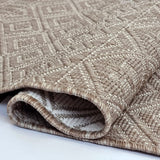 Indoor Outdoor Reversible Rug Beige and White Cream Aztec Geometric Pattern Large Patio Garden Mats