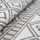 Indoor Outdoor Reversible Rug Beige and White Cream Aztec Geometric Pattern Large Patio Garden Mats