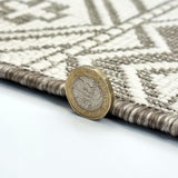 Indoor Outdoor Reversible Rug Beige and White Cream Aztec Geometric Pattern Large Patio Garden Mats