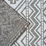 Indoor Outdoor Reversible Rug Beige and White Cream Aztec Geometric Pattern Large Patio Garden Mats