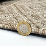 Indoor Outdoor Reversible Rug Beige and White Cream Aztec Geometric Pattern Large Patio Garden Mats