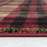 Red Tartan Rug Red Beige Check Patterned Carpet Small Extra Large Hallway Runner