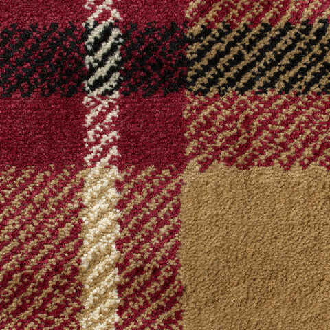 Red Tartan Rug Red Beige Check Patterned Carpet Small Extra Large Hallway Runner