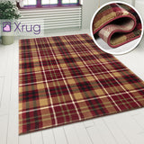 Red Tartan Rug Red Beige Check Patterned Carpet Small Extra Large Hallway Runner