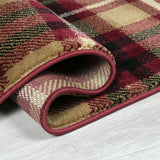 Red Tartan Rug Red Beige Check Patterned Carpet Small Extra Large Hallway Runner