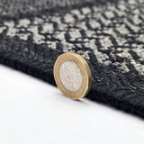 Black checkered non-slip flat weave rug - view 4