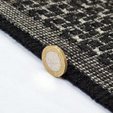 Black plain non-slip flat weave kitchen rug - view 4