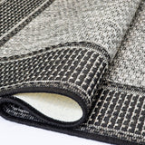 Grey non-slip flat weave rug with dark border - view 4