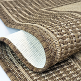 Beige brown non-slip flat weave border rug - view 8