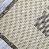 Beige Brown non-slip geometric border flat weave rug - view 10
