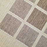 Beige Brown non-slip geometric border flat weave rug - view 4
