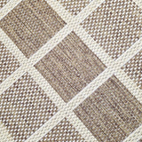 Beige Brown non-slip geometric border flat weave rug - view 5