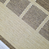 Beige Brown non-slip geometric border flat weave rug - view 6