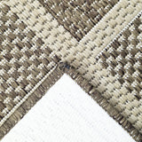 Beige Brown non-slip geometric border flat weave rug - view 7