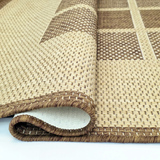 Beige Brown non-slip geometric border flat weave rug - view 8