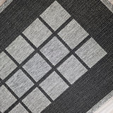 Black Grey non-slip geometric border flat weave rug - view 3