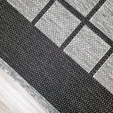 Black Grey non-slip geometric border flat weave rug - view 7