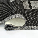 Black grey geometric non-slip flat weave runner rug - view 10