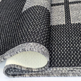 Black grey geometric non-slip flat weave runner rug - view 11