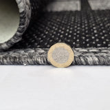 Black Grey non-slip geometric border flat weave rug - view 11