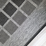 Grey black geometric non-slip flat weave runner rug - view 13