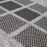 Grey Black non-slip geometric border flat weave rug - view 10