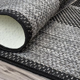 Grey black geometric non-slip flat weave runner rug - view 7