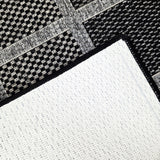 Grey Black non-slip geometric border flat weave rug - view 8