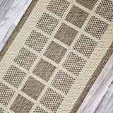 Beige Brown non-slip geometric border flat weave rug - view 11