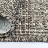 Taupe Brown non-slip plain solid flat weave sisal-look rug