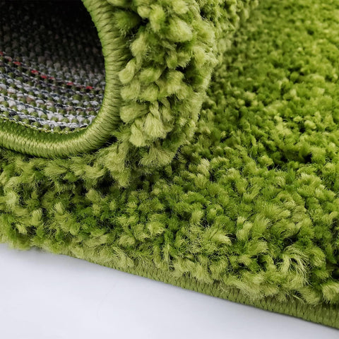 Green Fluffy Rug Shaggy Plain Bedroom Living Room Carpet Modern High Pile Woven Mats