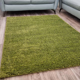Green Fluffy Rug Shaggy Plain Bedroom Living Room Carpet Modern High Pile Woven Mats