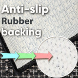 Black plain non-slip flat weave kitchen rug - view 2