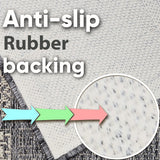 Grey checkered non-slip flat weave rug - view 3