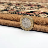 Thick beige and brown Oriental living room rug with traditional vintage pattern - view 3
