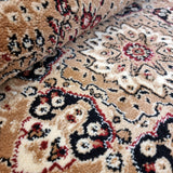 Thick beige and brown Oriental living room rug with traditional vintage pattern - view 4