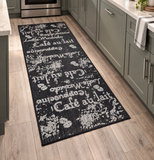Black Coffee Pattern Runner Rug Non-Slip Flat Weave Kitchen Hallway Carpet
