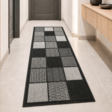 Black checkered non-slip flat weave rug - view 13