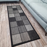 Black checkered non-slip flat weave rug - view 10