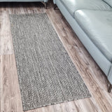 Dark Grey plain non-slip flat weave kitchen rug - view 11