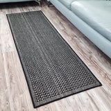 Black plain non-slip flat weave kitchen rug - view 8